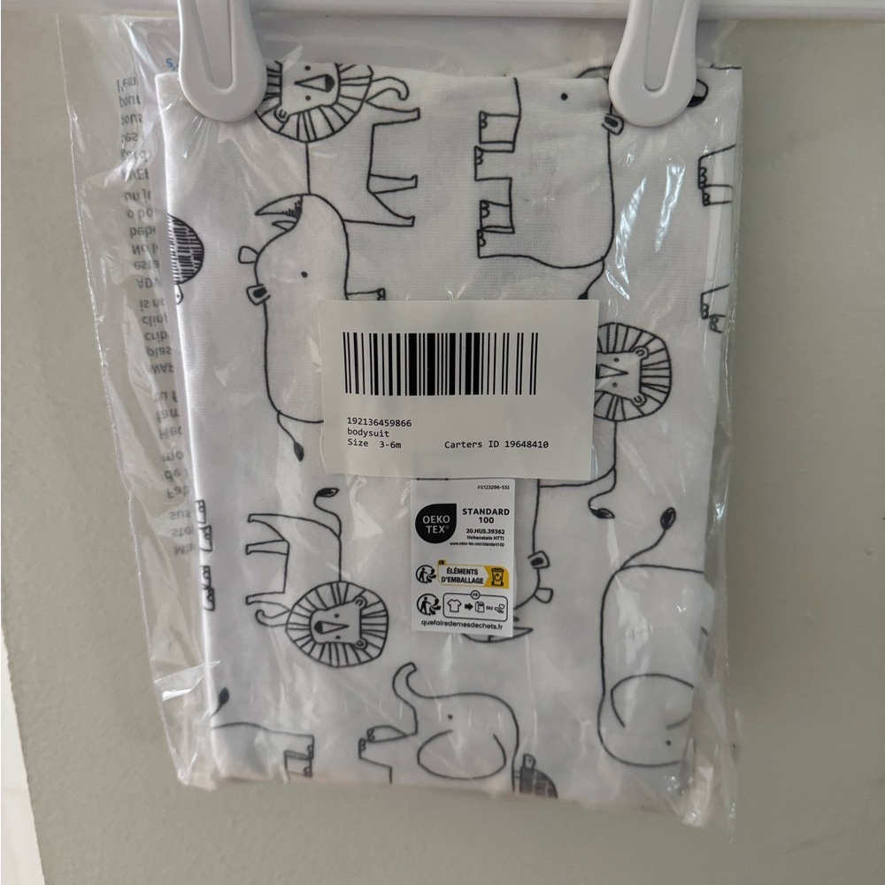 3-6M- Carter's White Animal Print Bodysuit